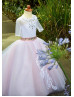 Elbow Sleeves Beaded Lace Tulle Buttons Back Flower Girl Dress Elbow Sleeves Beaded Lace Tulle Buttons Back Flower Girl Dress